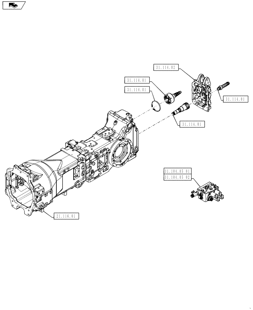 Схема запчастей Case IH PUMA 160 - (31.000.00) - PICTORIAL INDEX - IMPLEMENT POWER TAKE-OFF (31) - IMPLEMENT POWER TAKE OFF