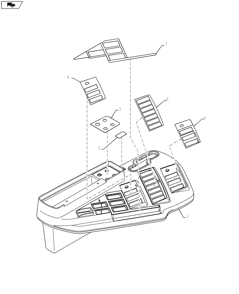 Схема запчастей Case IH 4430 - (90.115.02) - RH CONSOLE COVER ASSEMBLY AND DECALS (90) - PLATFORM, CAB, BODYWORK AND DECALS