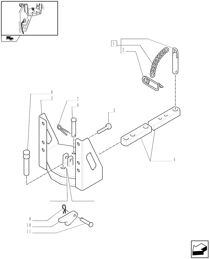 Схема запчастей Case IH FARMALL 75C - (1.89.3/08) - TOW-BAR CAT."A" TOW HOOK 33MM. LESS CLEVIS - NA (VAR.330905) (09) - IMPLEMENT LIFT