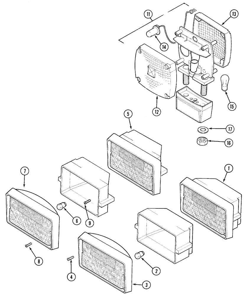 Схема запчастей Case IH 5220 - (4-54) - LIGHTS, REAR (04) - ELECTRICAL SYSTEMS