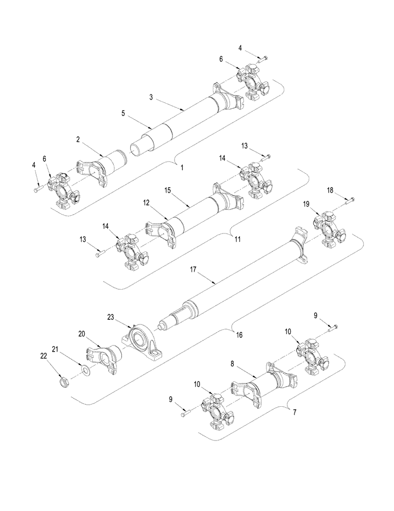 Схема запчастей Case IH STEIGER 330 - (06-11) - DRIVE SHAFT ASSEMBLY, WITH ACCUSTEER (06) - POWER TRAIN