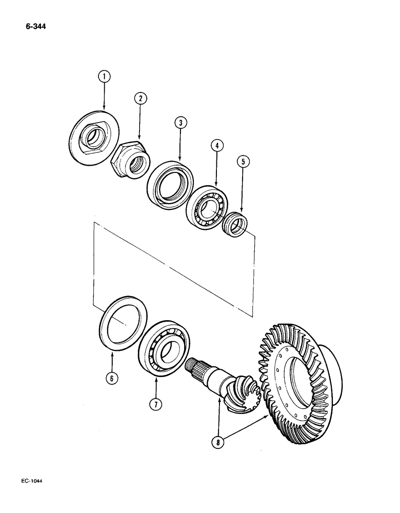 Схема запчастей Case IH 585 - (6-344) - DRIVE ASSEMBLY, 4WD P.I.N. 18001 AND AFTER, MECHANICAL FRONT DRIVE AXLE (06) - POWER TRAIN