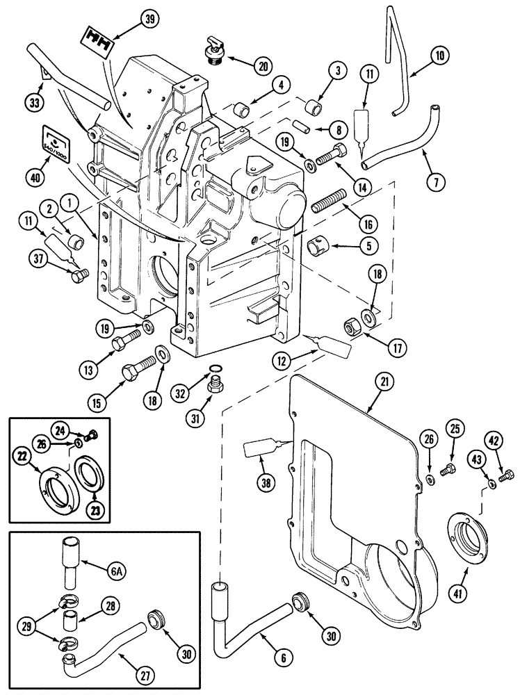 Схема запчастей Case IH 5220 - (6-076) - PTO, HOUSING AND OIL BAFFLE (06) - POWER TRAIN