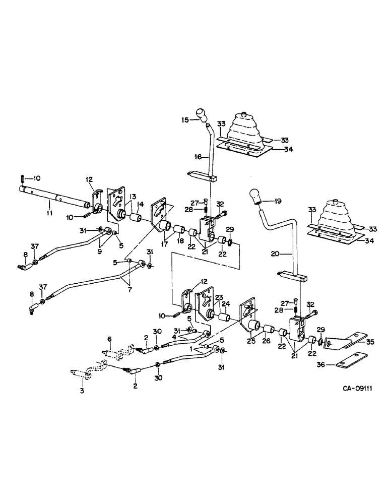 Схема запчастей Case IH 884 - (07-34) - TRANSMISSION CONTROLS, EXTERNAL, H PATTERN SHIFT (04) - Drive Train