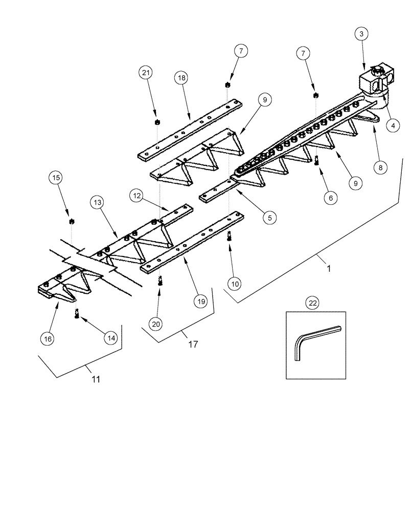 Схема запчастей Case IH 1010 - (09B-19[01]) - KNIFE ASSEMBLY KITS 3 INCH BOLTED FINE SERRATIONS - 15 FOOT HEADER (09) - CHASSIS/ATTACHMENTS