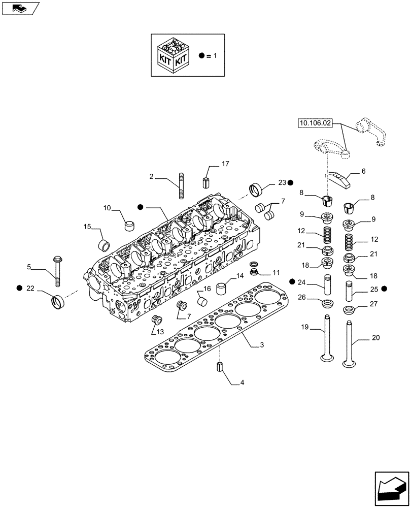 Схема запчастей Case IH F3DFE613A A001 - (10.101.01) - CYLINDER HEAD & RELATED PARTS (504386655 - 504386675 - 504386660) (10) - ENGINE