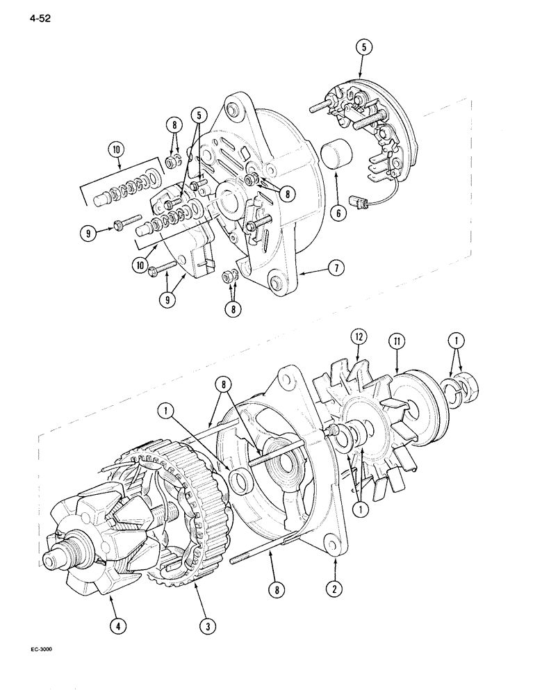 Схема запчастей Case IH 995 - (4-52) - ALTERNATOR ASSEMBLY, LUCAS 45 AMP (04) - ELECTRICAL SYSTEMS