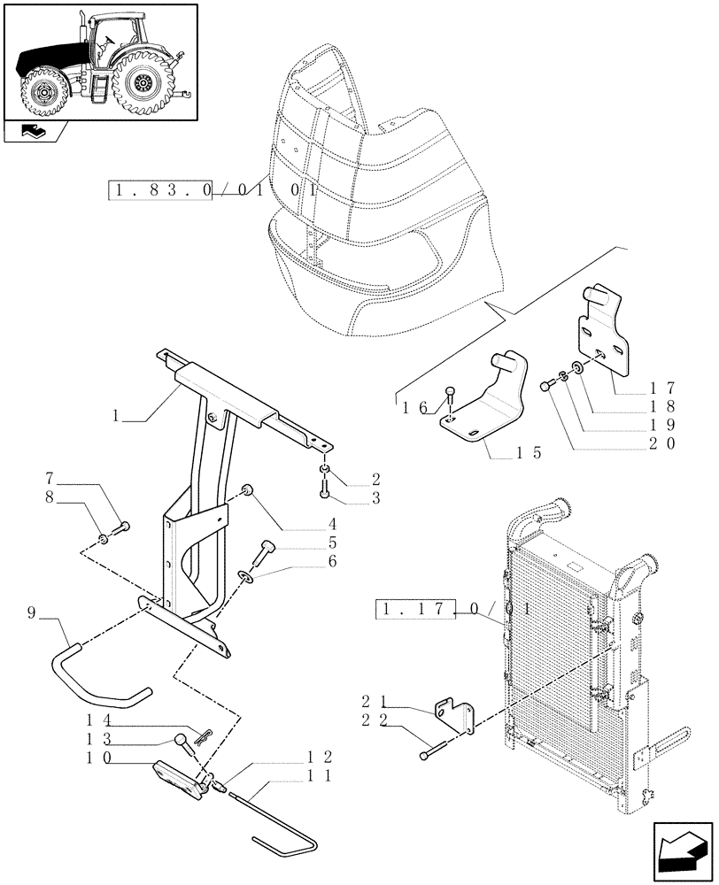 Схема запчастей Case IH PUMA 155 - (1.83.0/01[03]) - HOOD - LATCH - C6653 (08) - SHEET METAL