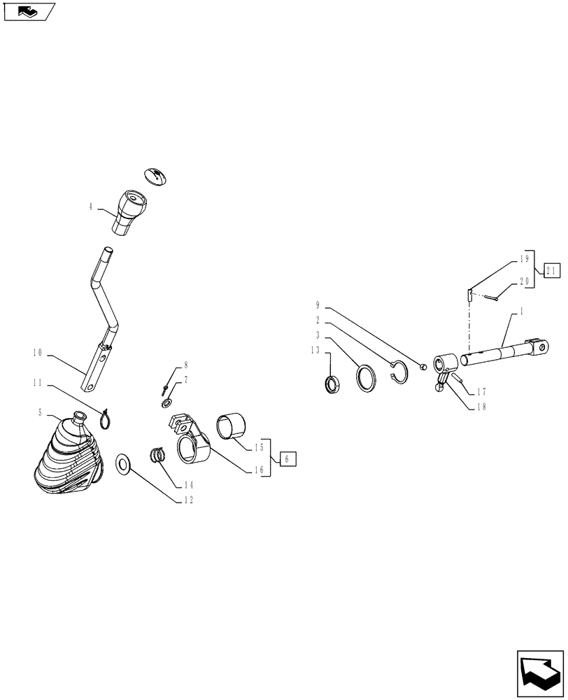 Схема запчастей Case IH FARMALL 45A - (21.130.03) - GEAR SPLITTER CONTROL (21) - TRANSMISSION