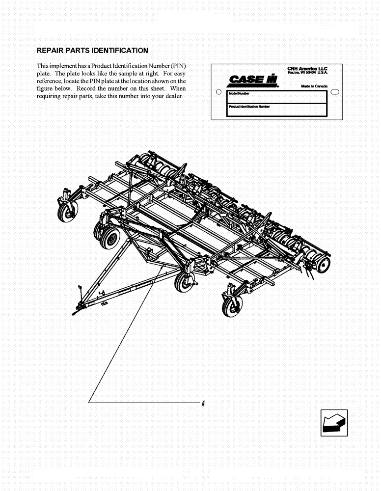 Схема запчастей Case IH ATX400 - (0.020.1) - PIN NUMBER PLATE LOCATION Feature ID or Serial Number Locations/Publications