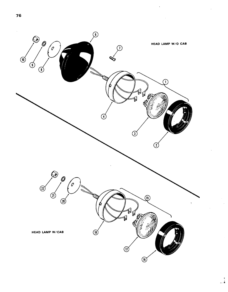 Схема запчастей Case IH 1270 - (076) - HEAD LAMPS (04) - ELECTRICAL SYSTEMS