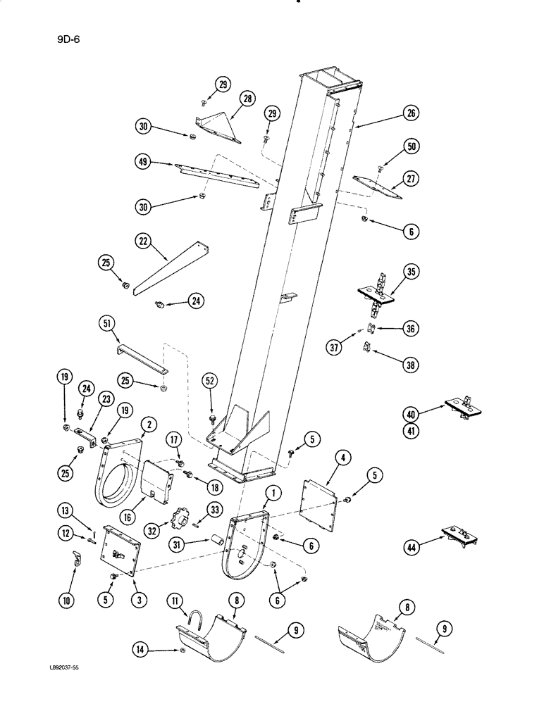 Схема запчастей Case IH 1670 - (9D-06) - GRAIN ELEVATOR HOUSING AND BOOT (16) - GRAIN ELEVATORS & AUGERS