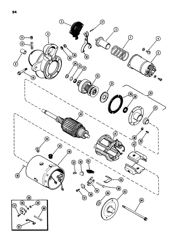 Схема запчастей Case IH 970 - (094) - A59671 STARTER, (377B) SPARK DIESEL ENGINE (04) - ELECTRICAL SYSTEMS