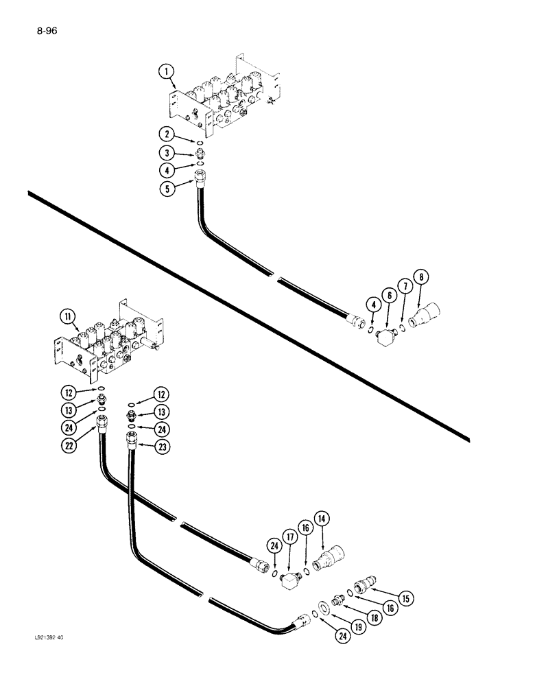 Схема запчастей Case IH 1640 - (8-096) - REEL LIFT SYSTEM, SERIAL NO. JJC0097190 & AFTER (07) - HYDRAULICS