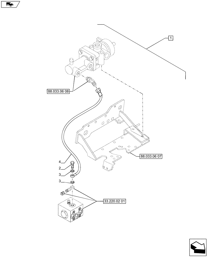 Схема запчастей Case IH PUMA 230 - (88.033.06[04]) - DIA KIT - PNEUMATIC TRAILER BRAKE (ITALY) - LOGIC VALVE DELIVERY PIPE (88) - ACCESSORIES