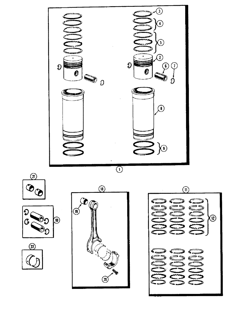 Схема запчастей Case IH 930-SERIES - (014) - PISTON ASSEMBLY AND CONNECTING RODS, (401) DIESEL ENGINE (02) - ENGINE