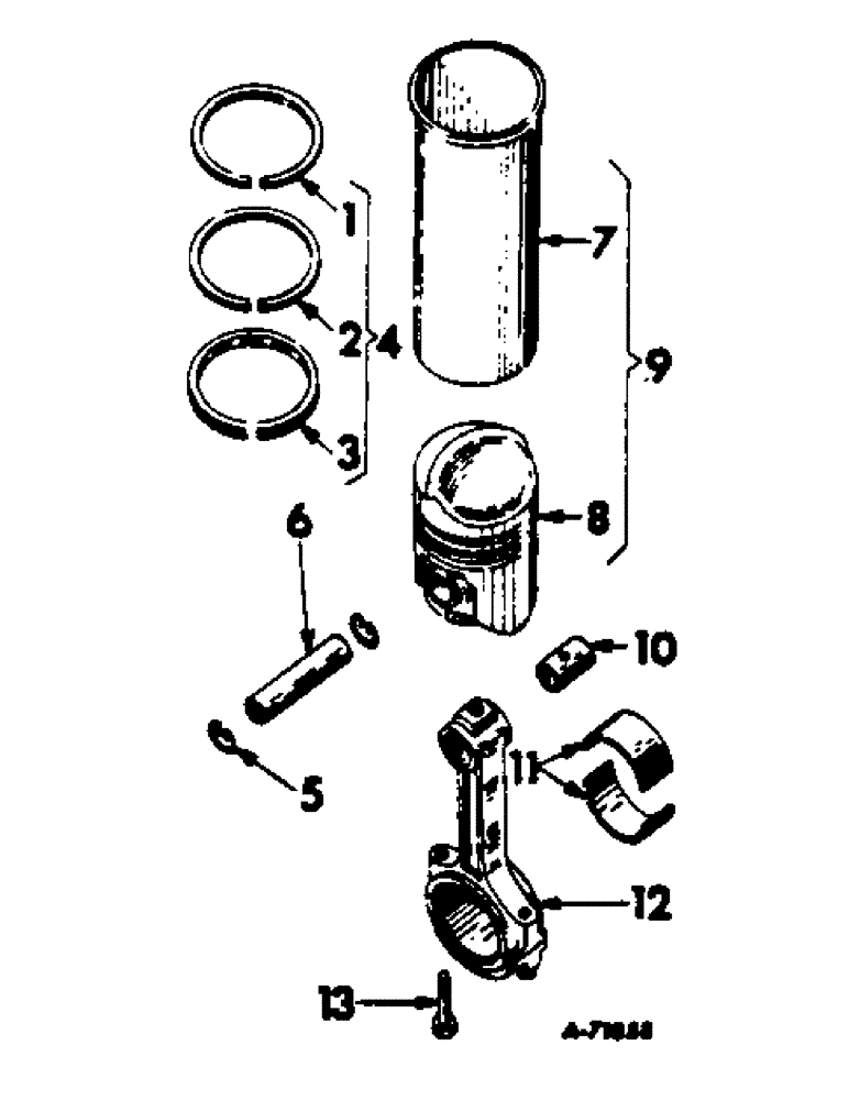 Схема запчастей Case IH C-263 - (B-08) - CONNECTING RODS AND SLEEVE SETS, 656 AND 706 TRACTORS 