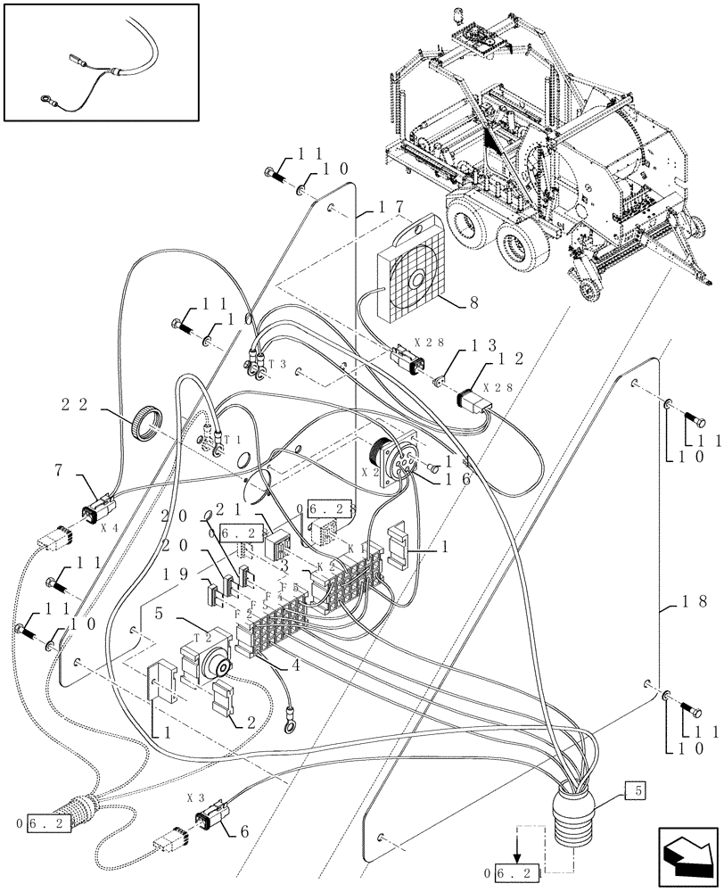 Схема запчастей Case IH RBX341 - (06.24[01]) - CONNECTIONS (06) - ELECTRICAL SYSTEMS