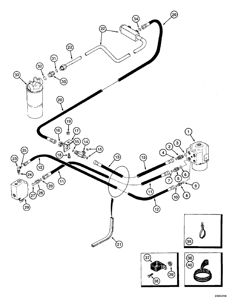 Схема запчастей Case IH 2144 - (5-04) - STEERING SYSTEM, SUPPLY AND RETURN (04) - STEERING