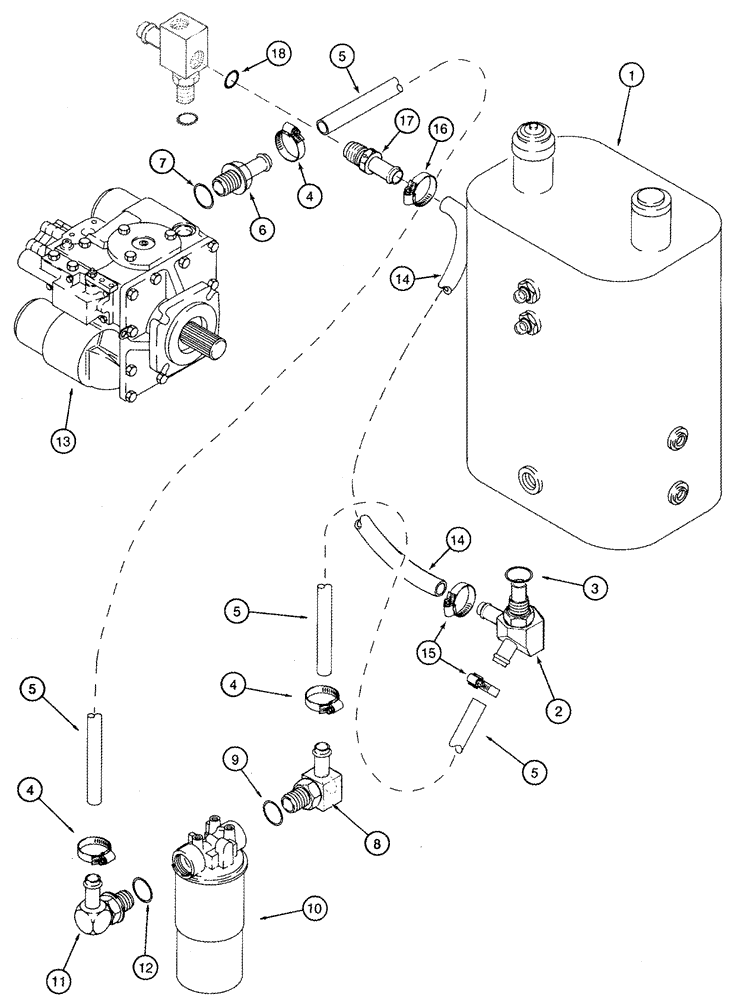 Схема запчастей Case IH 2344 - (08-02) - HYDRAULICS - RESERVOIR TO HYDROSTATIC PUMP (07) - HYDRAULICS