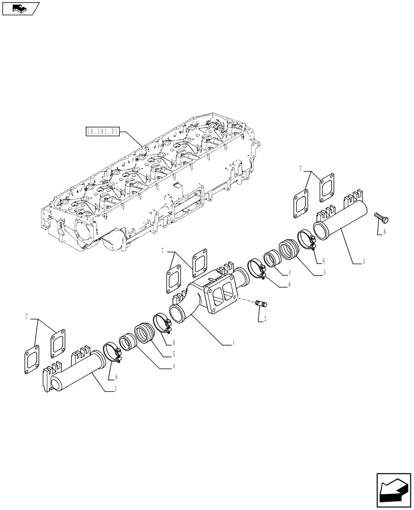 Схема запчастей Case IH F3BFE613C A006 - (10.254.05) - EXHAUST MANIFOLD (504367435) (10) - ENGINE