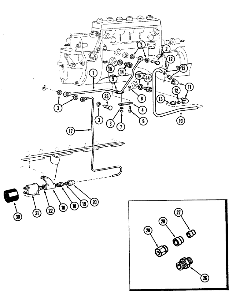 Схема запчастей Case IH 4890 - (3-70) - INJECTION PUMP LUBRICATION TUBES, 674 CUBIC INCH DIESEL ENGINE (03) - FUEL SYSTEM