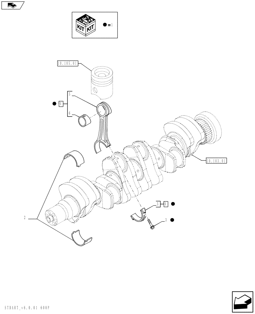 Схема запчастей Case IH F4HE9687Z J100 - (10.105.02) - CONNECTING ROD (2854455) (10) - ENGINE