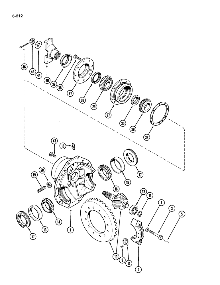 Схема запчастей Case IH 4994 - (6-212) - FRONT STEERING AXLE, PRIOR TO P.I.N. 8865501, DIFFERENTIAL (06) - POWER TRAIN