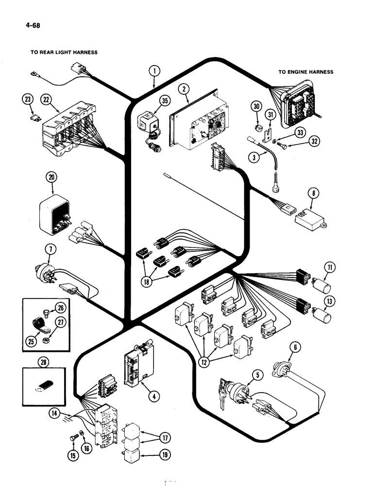 Схема запчастей Case IH 4490 - (4-068) - INSTRUMENT PANEL WIRING (04) - ELECTRICAL SYSTEMS