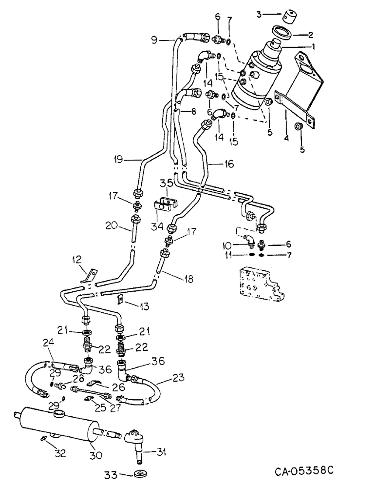 Схема запчастей Case IH HYDRO 186 - (10-08) - HYDRAULIC, HYDRAULIC POWER STEERING CONNECTIONS, H186 WITH SERIAL NO. 9419 AND BELOW (07) - HYDRAULICS