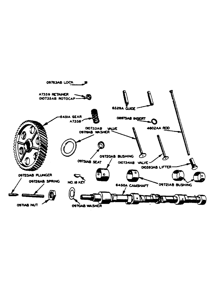 Схема запчастей Case IH 400-SERIES - (013) - POWRDYNE GAS ENGINE, VALVES, PUSH RODS AND CAMSHAFT (02) - ENGINE