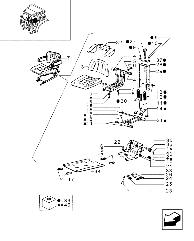 Схема запчастей Case IH JX95 - (1.92.0[42]) - CAB - SEAT AND COMPONENT PARTS (10) - OPERATORS PLATFORM/CAB