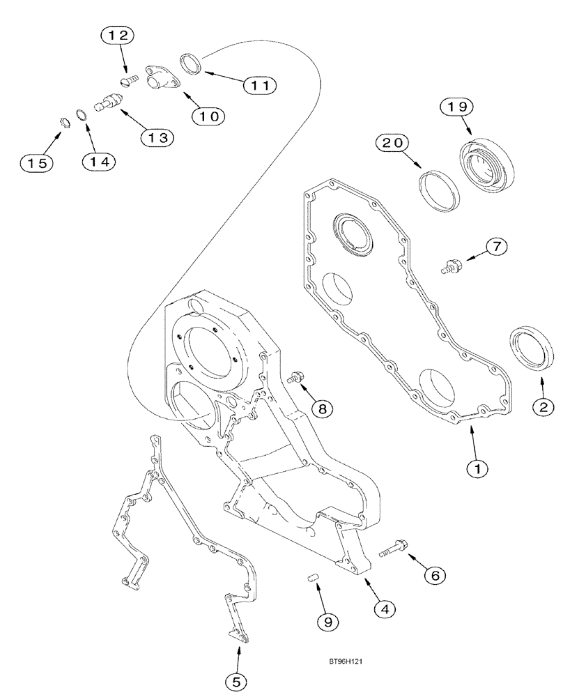 Схема запчастей Case IH 3210 - (03-007) - CYLINDER BLOCK FRONT COVER (01) - ENGINE