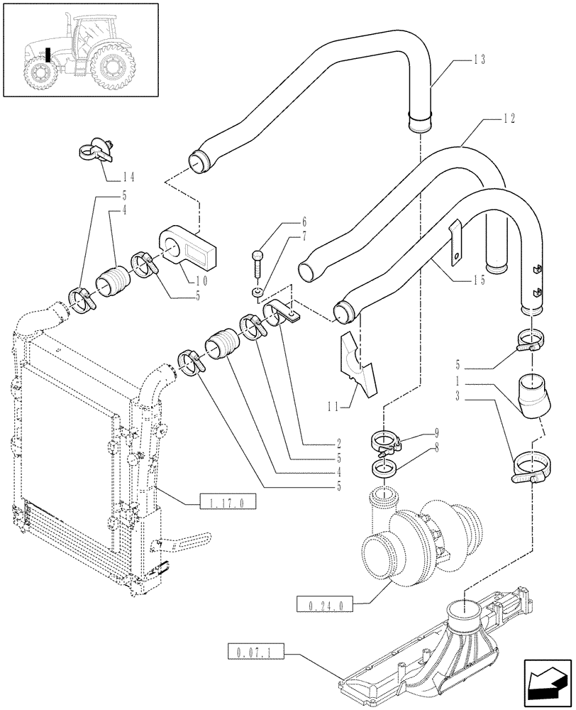 Схема запчастей Case IH PUMA 195 - (1.19.6) - INTERCOOLER AND CONDENSER - PIPES (02) - ENGINE EQUIPMENT