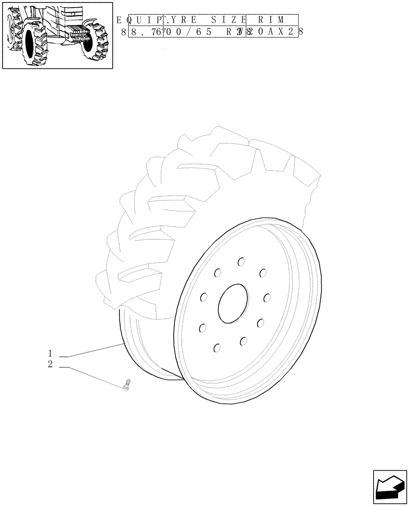 Схема запчастей Case IH PUMA 210 - (82.00[09]) - 4WD DRIVING WHEELS (11) - WHEELS/TRACKS