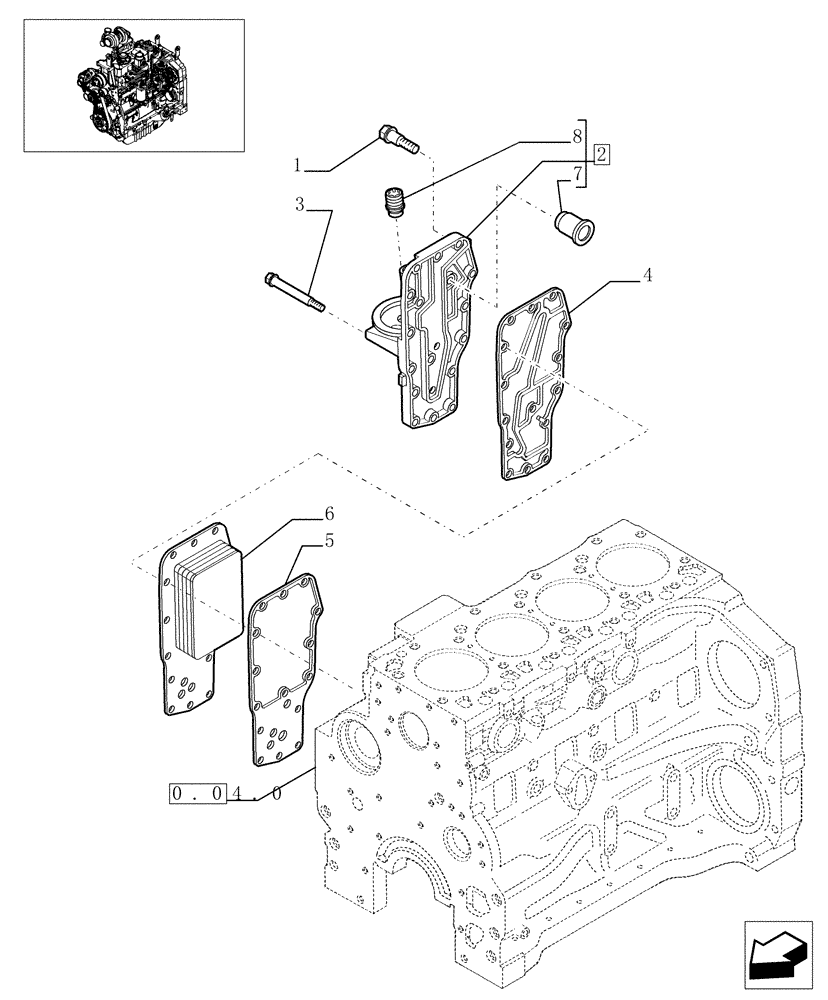 Схема запчастей Case IH MXU110 - (0.31.5) - HEAT EXCHANGER ENGINE (01) - ENGINE