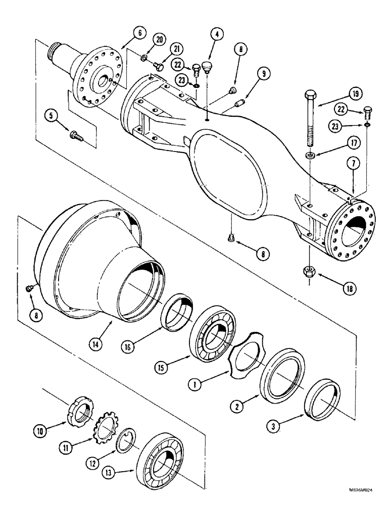 Схема запчастей Case IH 9350 - (6-176) - RIGID AXLE ASSEMBLY, HOUSING AND WHEEL HUB (06) - POWER TRAIN