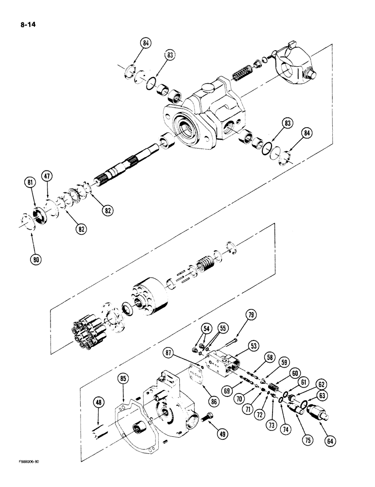 Схема запчастей Case IH STEIGER - (8-014) - HYDRAULIC PISTON PUMP ASSEMBLY (08) - HYDRAULICS