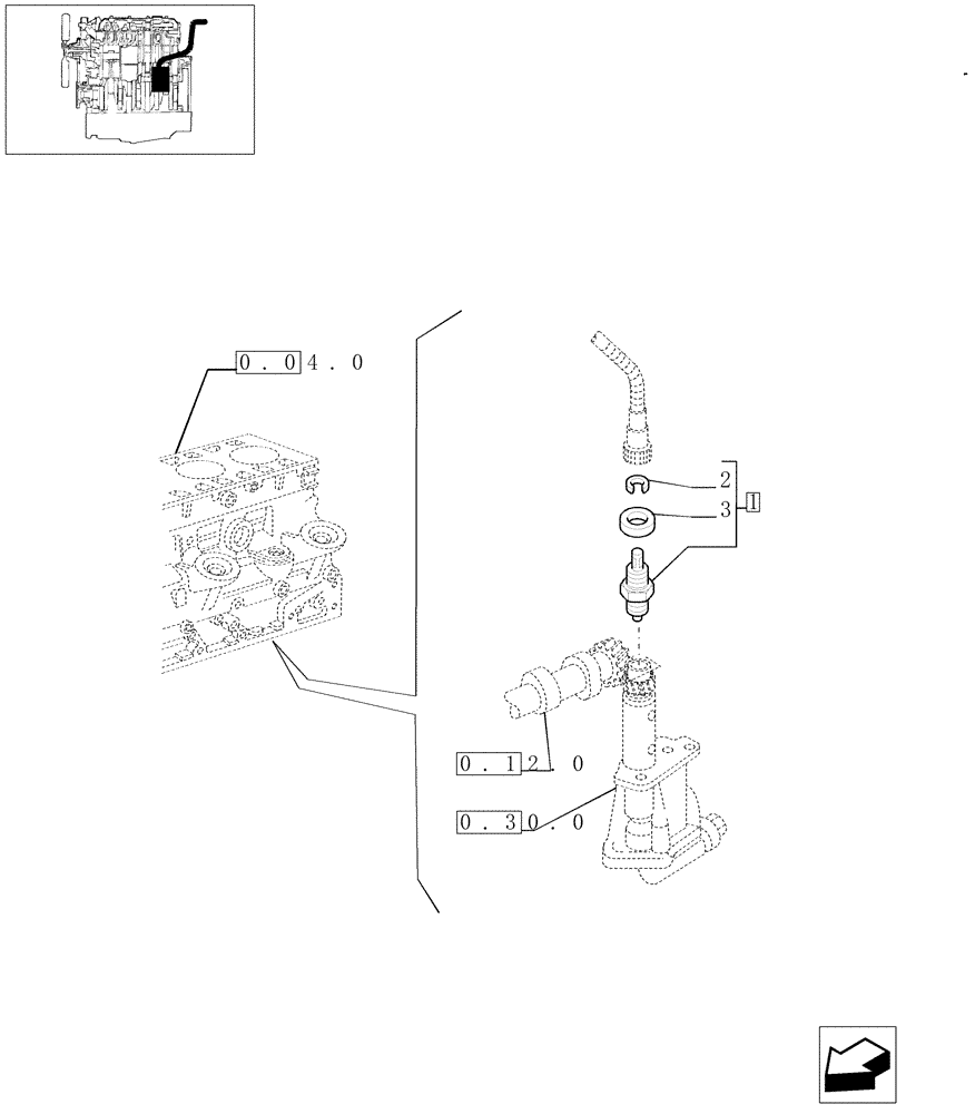 Схема запчастей Case IH JX65 - (0.42.0[02]) - TACHOMETER DRIVE (BEFORE S/N 13286) (01) - ENGINE