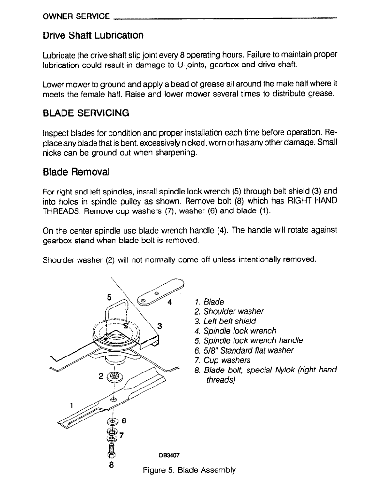 Схема запчастей Case IH M172 - (19) - OWNER SERVICE, DRIVE SHAFT LUBRICATION, BLADE SERVICING, BLADE REMOVAL (05) - SERVICE & MAINTENANCE