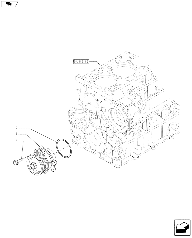 Схема запчастей Case IH F3BFA613A E001 - (10.402.02) - WATER PUMP & RELATED PARTS (10) - ENGINE