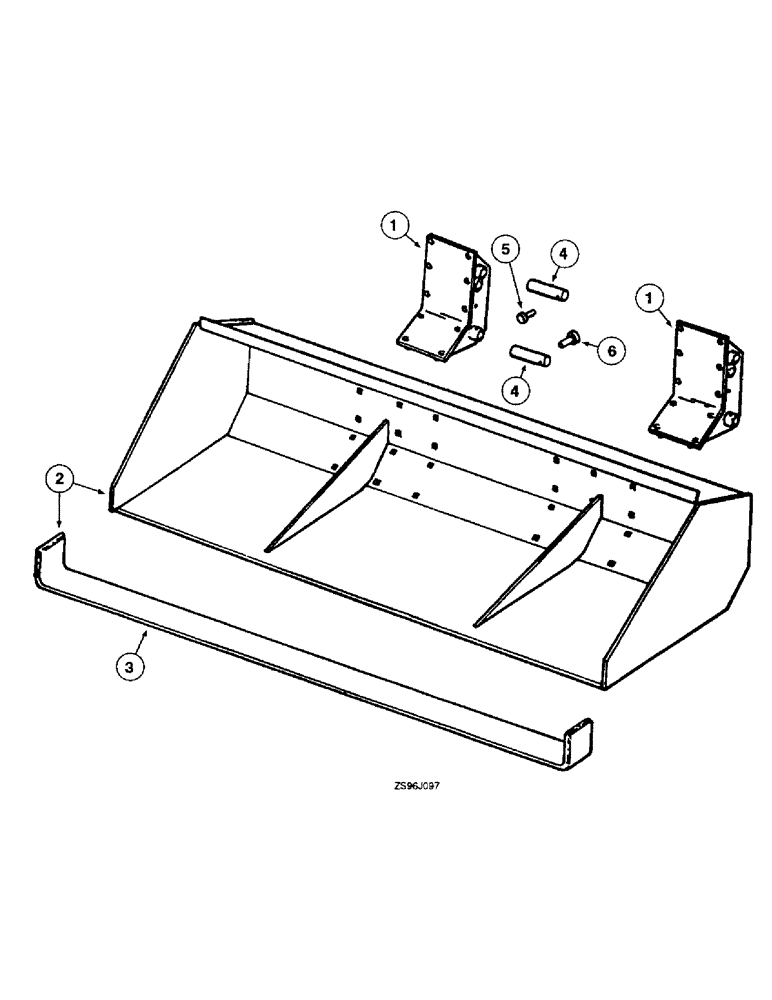 Схема запчастей Case IH 2350 - (3-22) - MATERIAL BUCKET, WITH TWO PIECE MOUNTING BRACKETS 