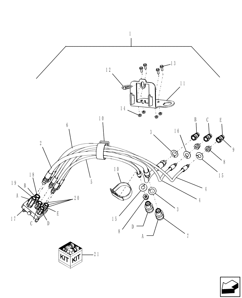 Схема запчастей Case IH 2020 - (20.18.02) - COMBINE MODEL 2000 SERIES ADAPTION, HOSES AND COUPLINGS (58) - ATTACHMENTS/HEADERS