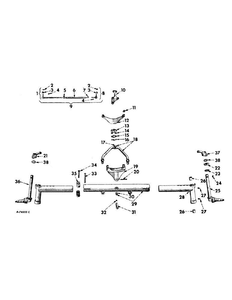 Схема запчастей Case IH 2826 - (14-03) - SUSPENSION, ADJUSTABLE WIDE TREAD FRONT AXLE, STANDARD, FARMALL TRACTORS Suspension