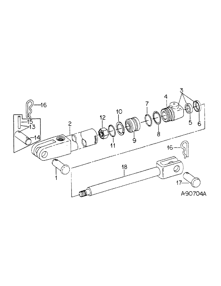 Схема запчастей Case IH 1110 - (P-04) - HYDRAULIC CYLINDER, 2 X 8 IN. SINGLE ACTING 