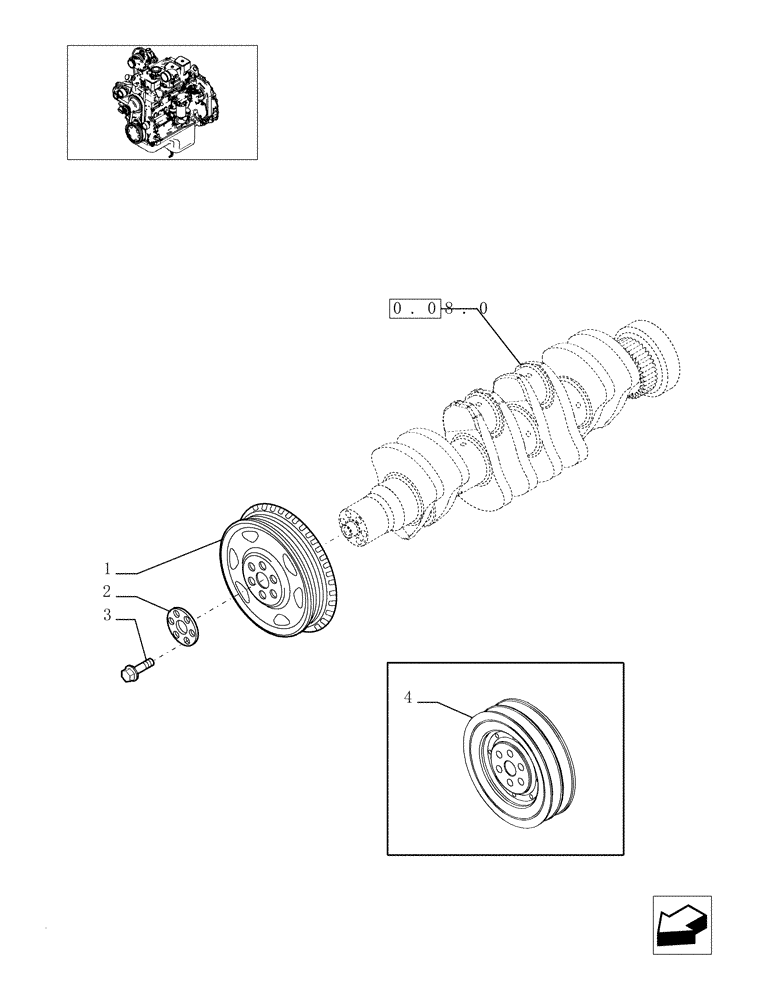 Схема запчастей Case IH PX110 - (0.08.4[01]) - PULLEY - CRANKSHAFT (504036348) (02) - ENGINE