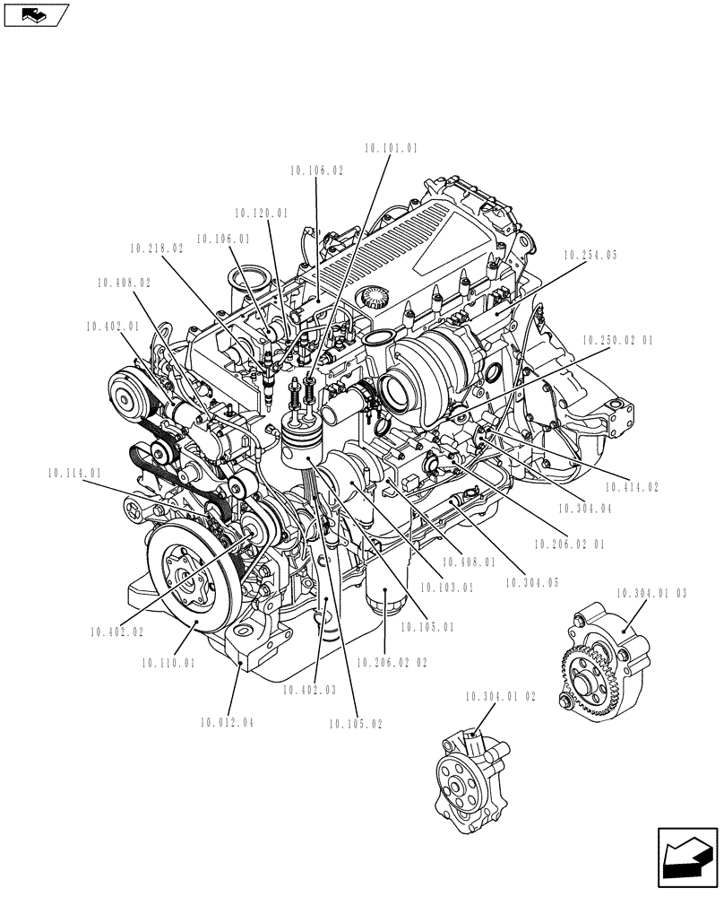 Схема запчастей Case IH F3BFA613A E002 - (10.000.01[01]) - ENGINE (504384981) (10) - ENGINE