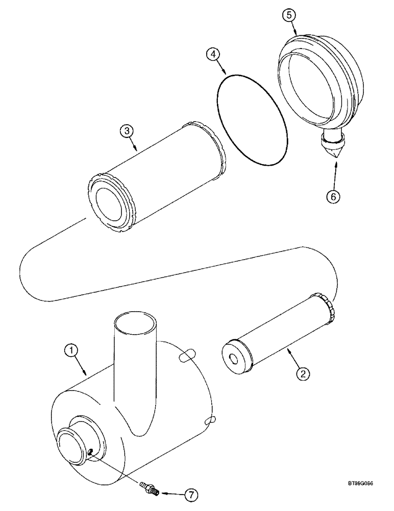 Схема запчастей Case IH 4391T - (2-12) - AIR CLEANER ASSEMBLY, 4391T AND 4391TA UNITS (02) - ENGINE