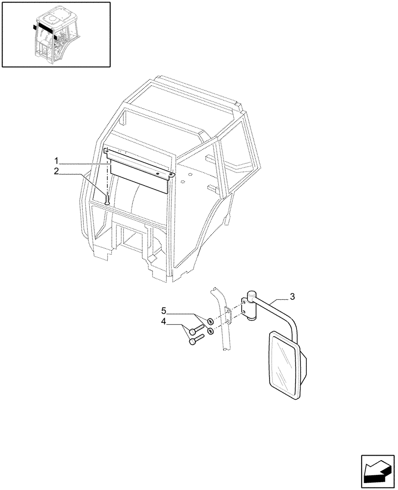 Схема запчастей Case IH JX1075C - (1.92.93[01]) - CAB REAR MIRROR - SUN SCREEN (10) - OPERATORS PLATFORM/CAB