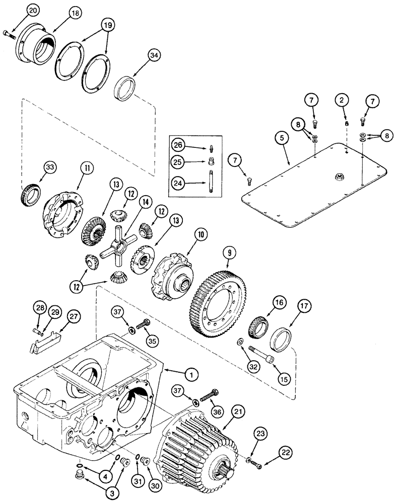 Схема запчастей Case IH 2555 - (06-17) - TRANSMISSION ASSY - HOUSING AND DIFFERENTIAL (03) - POWER TRAIN